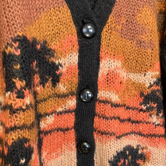 Coach Palm Tree Intarsia Mohair Wool Blend Cardigan - Picture 6 of 10